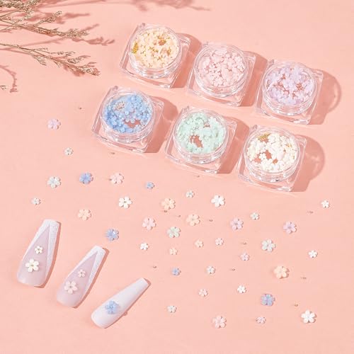 NICENEEDED 3D Colorful Flower Nail Charms, Acrylic Nail Charms with Golden Round Beads - Image 4