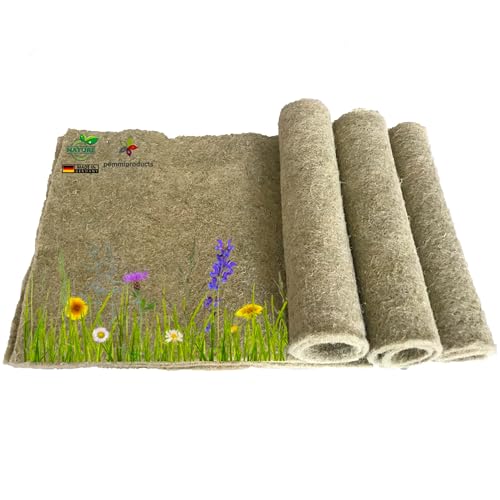 Tappeto per roditori in 100% Canapa, 100 x 40 cm 5 mm di Spessore, Confezione da 3, (EUR 6,83 / Pezzo),Adatto Come Rivestimento per Pavimenti a Gabbia, per Conigli, Degus, ratti e Simili roditore