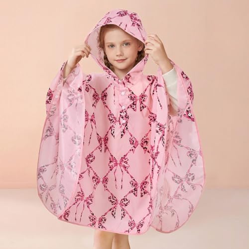Image of WAWSAM Lightweight Rain Poncho Kids, Ponchos for Kids Waterproof Reusable Hooded, Kids Poncho Rain Jacket for Boys and Girls