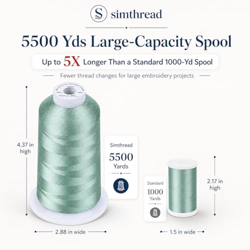 Image of Simthread 5000M 40WT Polyester Embroidery Thread, Sea Crest 542 | 5000M 40WT polyester thread feeds smoothly for machine embroidery, monograms, logos, patches and quilting.