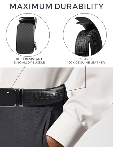 Ratchet Belts for Men, Dress Ratchet Belt Genuine Leather 1 3/8", Mens Belt with Automatic Alloy Buckle2