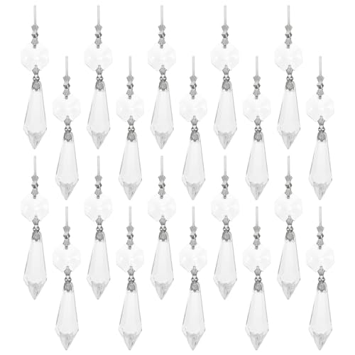 BESTonZON 20 Pièces Pampilles en Cristal Transparent pour Lustre Décoratif, Faciles à Installer Retirer, pour Salle à Manger ou Bureau D'étude