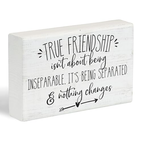 Simply Said, INC True Friendship Isn't About Being Inseparable 5.25 inch Wood Sign, Friendship Small Talk Rectangle Block Plaque, Made in USA, STR1207