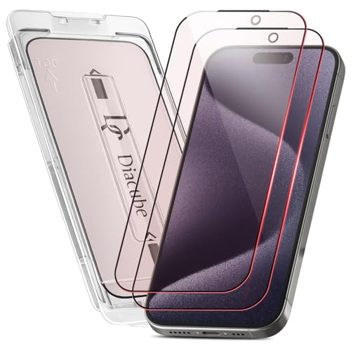 DIACUBE ���b�h���C�g�R���o�[�^�[�X�N���[���v���e�N�^�[ iPhone 15 Pro Max�p 2���p�b�N Quantum Dot Technology �u���[���C�g�����b�h���C�g�ɕϊ����A�����Ɩڂ̉��K�������� 9H�����K���X ���t���ȒP�ȃt���[