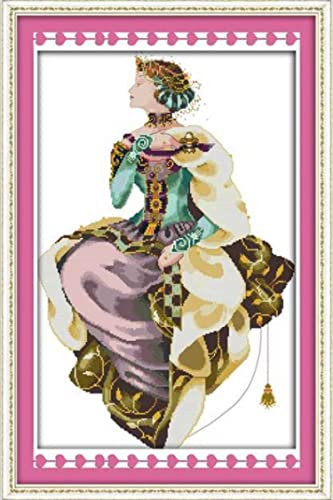 Point de Croix Kit broderie imprimée facile pour débutant femme 40x50 cm