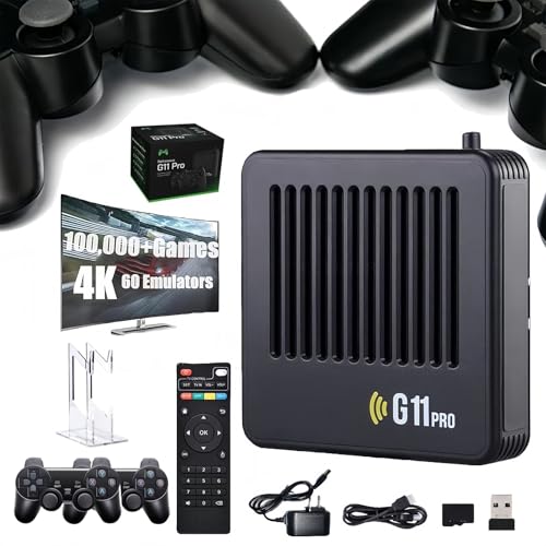 2026 Upgrade Retrowave G11 Pro 100000 Giochi, Retrowave G11, Retro Game Console 4K, Portable Plug & Play Video Games con 2/4 Wireless Dual Controller (256G-10000,2 Gamepad Wireless)