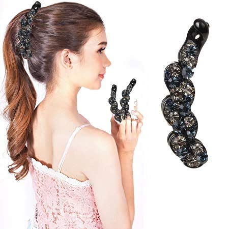 CNZXCO Haare Flechten Maschine Bananenspange Banane Clip,Haarspange Mit Strasssteinen, Elegante Pferdeschwanz Haarklammer Für Damen Braut Brautjungfern, Große Haarklammer Haarschmuck Für Frauen Und Mä Cover