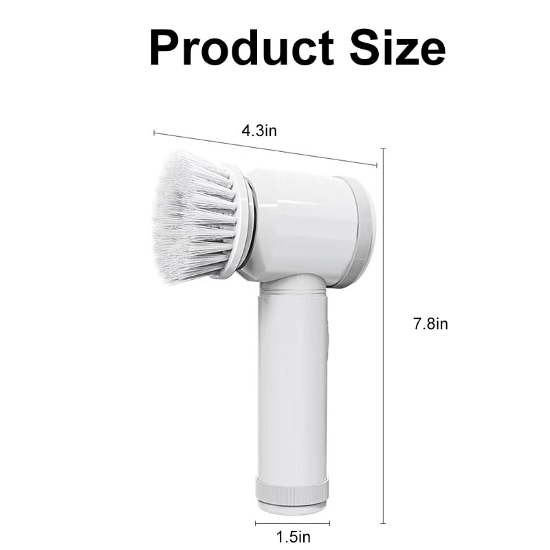 Image of Multifunctional Handheld Cordless Electric Cleaning Brush with 5 Replaceable Brush Heads Handheld Power Shower Scrubber for Bathtub, Floor, Wall, Tile, Toilet, Window, Sink, White