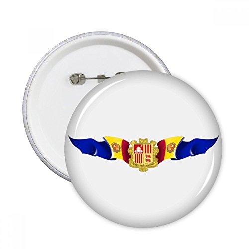 Cadeaux badge drapeau national Andorre lot de 5 épinglettes rondes de taille S pour collection