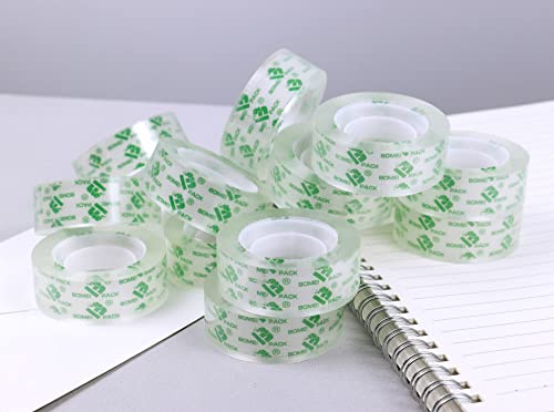 Image of BOMEI PACK Crystal Clear Transparent Tape Refills Rolls for Dispenser, 24 Rolls Value Pack, 3 /4 in x 1000 in,1 inch Core, Gift Wrapping Tape for Office, School and Home