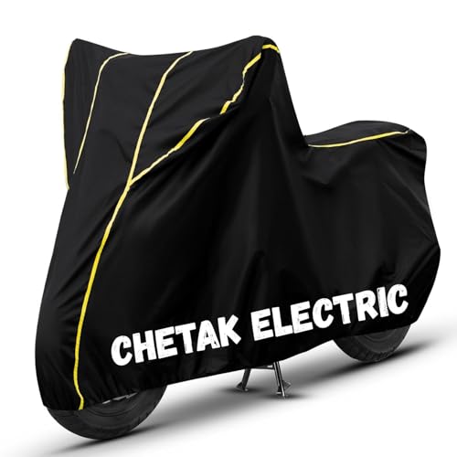 Image of Bike Cover for Chetak Electric 100% Waterproof, Dustproof & Scratch Resistant| Fully Bottom Elastic UV Resistant Heavy Duty Body Cover | All Weather Outdoor Use