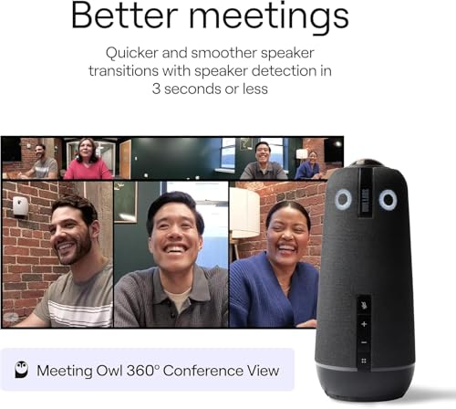 Image of Meeting Owl 4+ 360-Degree, 4K Smart Video Conference Camera, Microphone, and Speaker (Automatic Speaker Focus, Smart Zooming, and Noise Equalizing) (Renewed)
