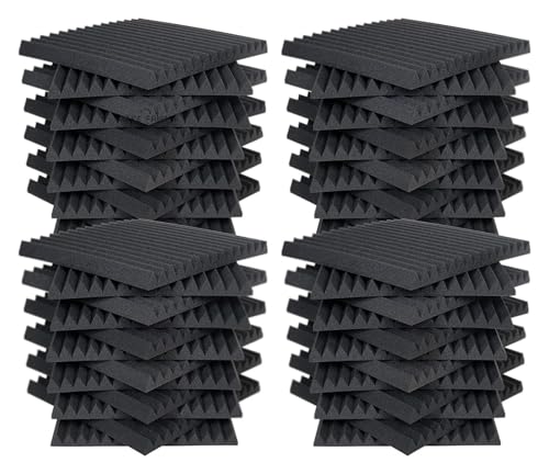 Mousse acoustique pour studio de création lot de 48 panneaux noirs de 30 cm