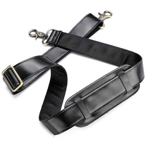 Image of Full Grain Leather Bag Strap Replacement - Adjustable Shoulder Strap for Messenger Briefcase Duffle Crossbody Bags