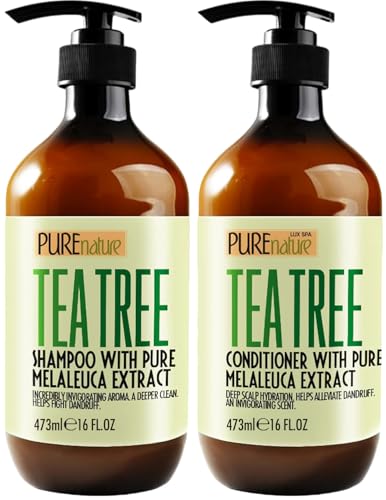 Image of Tea Tree Oil Shampoo and Conditioner Set - Sulfate and Paraben Free Treatment for Oily Hair and to Help Reduce Your Itchy and Dry Scalp - Healthy Anti Dandruff Formula for Men and Women