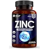Zinc 50mg High Strength Tablets with Copper, Pure Zinc Supplements Contributes Towards The Immune System, Bone Health and Fertility, Vegan, Non-GMO, Made in UK by New Leaf 120 Tablets