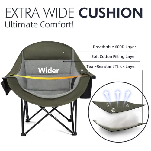 Image of Oversized Camping Chair for Adults 2 Pack - Heavy Duty Outdoor Padded Chair