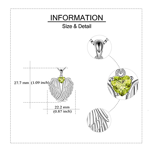 Image of YFN Angel Wings Necklace 925 Sterling Silver Guardian Angel Wings Pendant Necklace Birthstone Necklace for Women Girls Christmas Jewelry Gifts