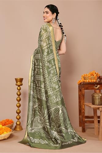 Image of MIRCHI FASHION Women Saree Cotton Silk Batik Block Printed | Breathable Office Wear and Regular Use Sari with Blouse Piece
