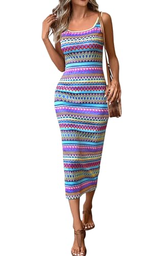 PRETTYGARDEN Tank Dress for Women 2025 Summer Casual Striped Maxi...