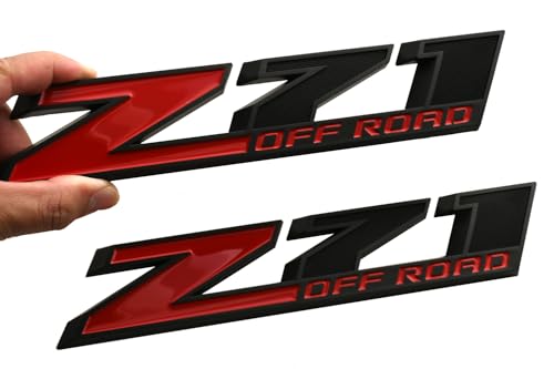 Image of 2pcs New Big Z71 Off Road Emblems 10 inch Badge Compatible with 2009-2018 Colorado Tahoe Silverado Sierra Suburban 2500Hd 3500Hd Offroad (Black Red)