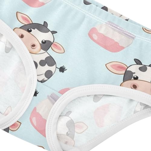 Wusikd Cute Cow Milk Girls' Underwear Cotton Cartoon Girls Briefs Soft Toddler Underwears 2T4