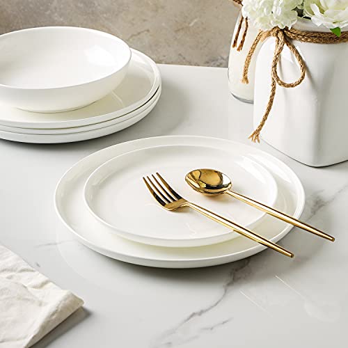 Stone Lain Gabrielle Bone China Dinnerware Set, 12-Piece Service For 4, Solid White #TOP5