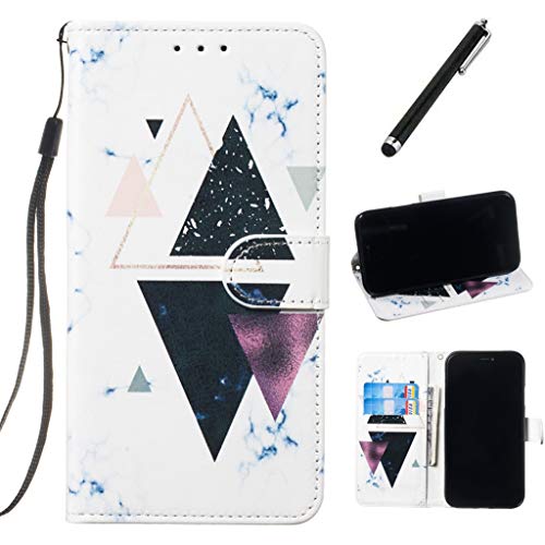 Beddouuk Compatible with Samsung Galaxy A7 2018 Case,Creative 3D Premium Leather Flip Cover Kickstand Card Slots Wallet Case Folio Notebook Case for Galaxy A7 2018-Marble