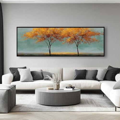 Tableau sur toile horizontal étroit arbre à argent 30x90 cm - 4