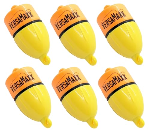VERSAMAXX Orange Popping Corks – 3 Packs of 2 (6 Total), Fishing Floats, Made in USA, Easily Adjustable Depth, Adjustable Weight, Adjustable Rattle Contents.