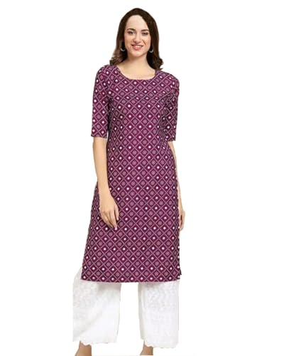 Image of Women's Straight Fit Printed Crepe Kurta, Casual Wear Kurti Design No 170