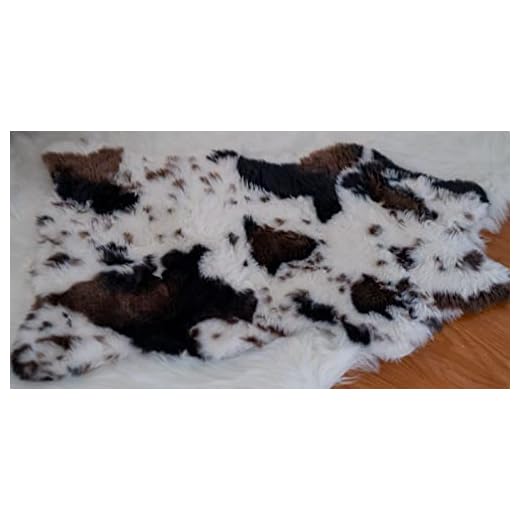 DUPA LIFE Cow Black White Brown Cow Print Faux Fur Cowhide Area Rug for Bedroom, Living Room,Chair Cover. Ultra Soft Fluffy Cozy Washable Cute 2x3 Feet