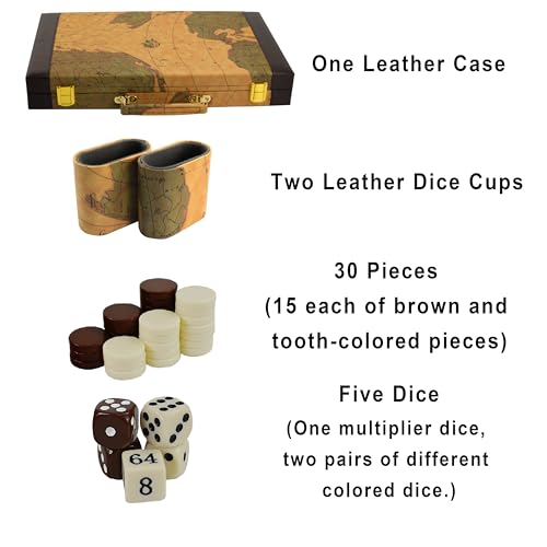 Backgammon Classic tablero de viaje 15" en cuero miniatura 7