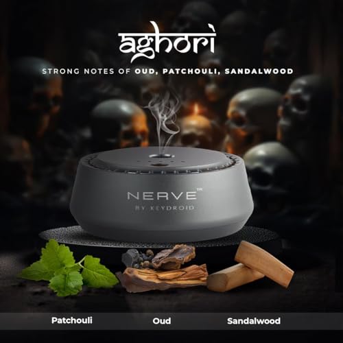 Image of Keydroid Nerve Mindful Fragrances 30ml | Car Aroma Diffuser | Aromachology based | Long-Lasting, Anti-Odour Perfume | Rechargeable & Refillable (Aghori)