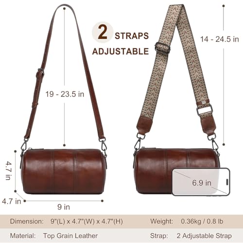 COOLCY Crossbody Bags for Women Genuine Leather Soft Trendy Circle Cross Body Shoulder Bag Designer Cylinder Purses handbags4