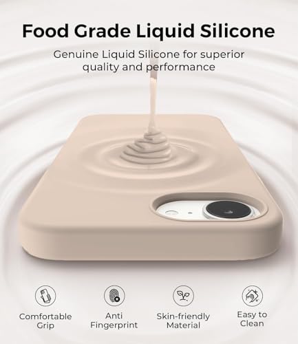 Image of DIZORO Compatible with iPhone 17e / iPhone 16e Case 6.1 inch Liquid Silicone 3 Layers Full Covered Soft Gel Rubber Phone Case,Shockproof Protective Cover with Anti-Scratch Microfiber Lining-Desert