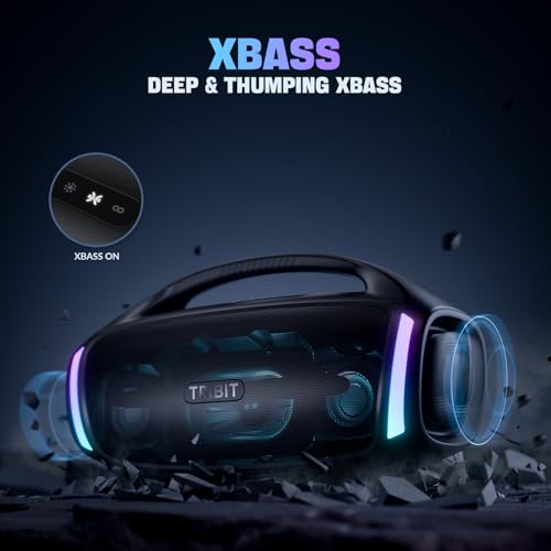 Image of TRIBIT StormBox Blast 2 Bluetooth Speaker, 200W Portable Speaker with Subwoofer, XBass, LED Lights, Bt v5.4, IP67, Custom EQ, 30H Playtime, Karaoke Function - Perfect for Outdoor Party /Garden /Beach
