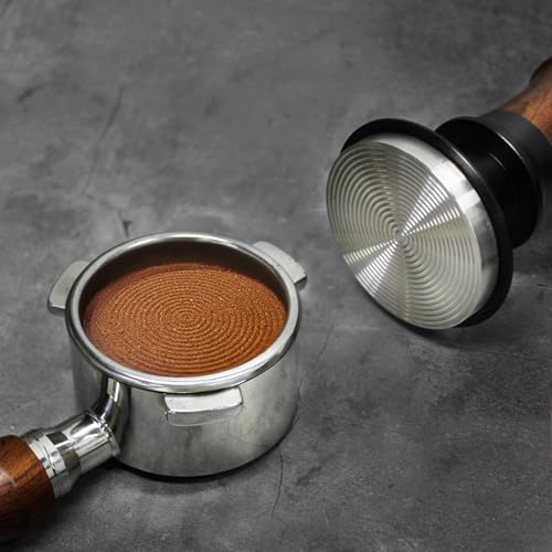 NOTSEK Coffee Tamper, Spring Loaded 54mm Tamper with Ripple Base, Walnut Wood Tamper Tool with 304 Stainless Steel Base for Sage Portafilter - Image 3