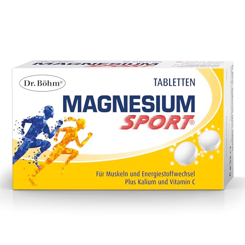 Dr. Böhm Magnesium Sport Tabletten: Für Muskeln und Energiestoffwechsel, mit Magnesium, Kalium und Vitamin C, ideal für Sportler, 60 Stück
