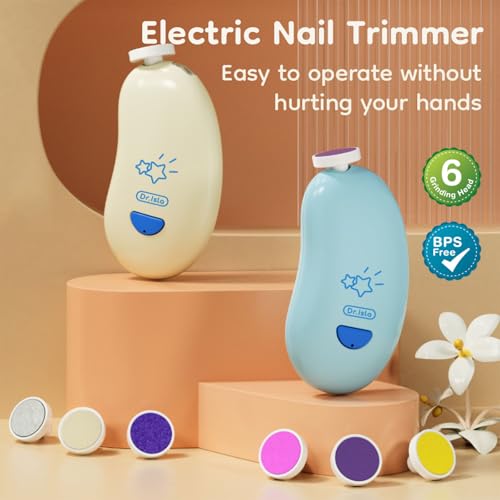 Baby Nail File Electric, Rechargeable Baby Nail Trimmer, Safe Baby Nail Clipper with LED Light, 6 Grinding Head Replacement Pads for Kids, Toddler & Adult (Blue) - Image 3