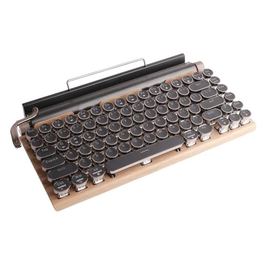 Retro Typewriter Keyboard, 83 Keys Vintage Bluetooth Mechanical Keyboard, Blue Switch Gaming Keyboards for Desktop PC, Laptop (Wood Grain Color)