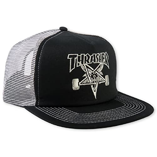 Thrasher Sk8 Goat Embroidered Mesh Trucker Cap Black/Grey One Size