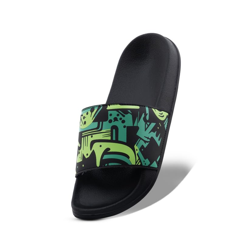 Image of ARVAN Mens Abstract Print EVA Sliders | Lightweight Slip-On Slippers with Cushioned Sole | Casual Open-Toe Slides