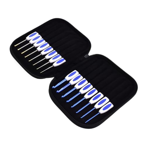 Homoyoyo Crochet Accessories 16pcs Aluminum Knitting Needles Crochet Hooks Set Storage Bag Smooth Handle Great for Levels
