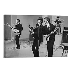 JMUNG Poster décoratif sur toile The Beatles chantant en noir et blanc – Décoration murale moderne pour chambre à… - Les Beatles, Paul McCartney, John Lennon, RIngo Starr, George Harrison