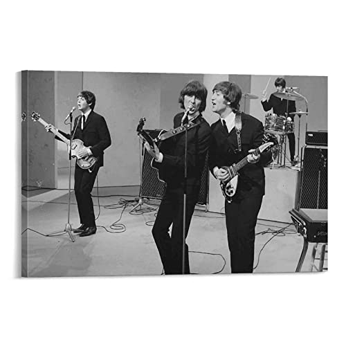 JMUNG Poster décoratif sur toile The Beatles chantant en noir et blanc – Décoration murale moderne pour chambre à… - Les Beatles, Paul McCartney, John Lennon, RIngo Starr, George Harrison JMUNG Poster décoratif sur toile The Beatles chantant en noir et blanc - Décoration murale moderne pour chambre à…