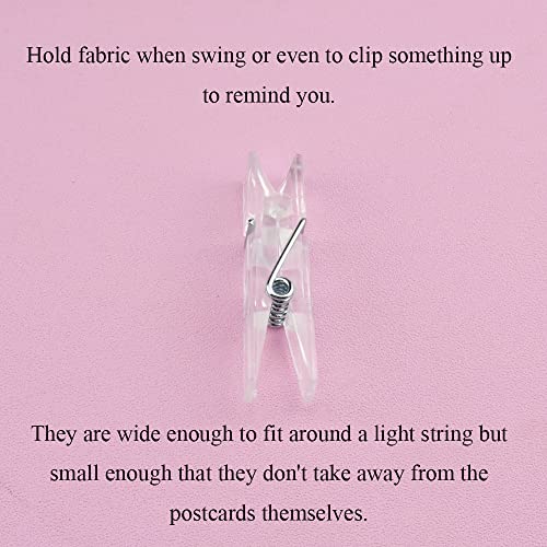 Image of HAHIYO Plastic Clothespins Good Clarity Clips Strong Sturdy Firm Hold Clamp Tight Easy Use No Pin Hole on Fabric for Hanging Photos Postcards Memos Baby Shower Paper Line, Transparent, 1.38 inches