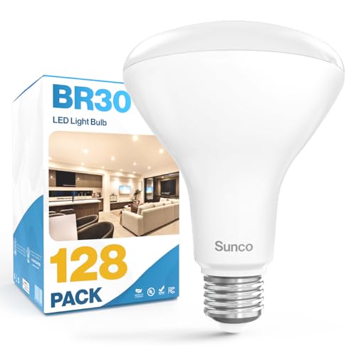 Sunco 128 Pack BR30 Light Bulb LED Recessed Can Light Bulbs, Indoor Flood Lights 850 LM, 11W (65W Equivalent), 5000K Daylight, Dimmable, E26 Base, for Home, Kitchen, Bedroom UL