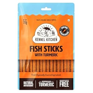 Kennel Kitchen Soft Baked Fish Stick Treats for Dogs, 70g (Pack of 1) | Soft Dog Chew Sticks | Dog Treats for Adult Dogs and Puppies
