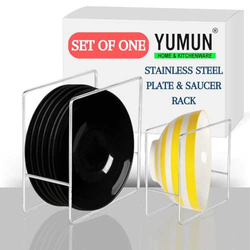 YUMUN Stainless Steel Dish Rack - 2 Tiered Shelf Organizer, Speedy Drying & Space-Saving Design, Silver, Standard Size, Kitchen Storage and Organization